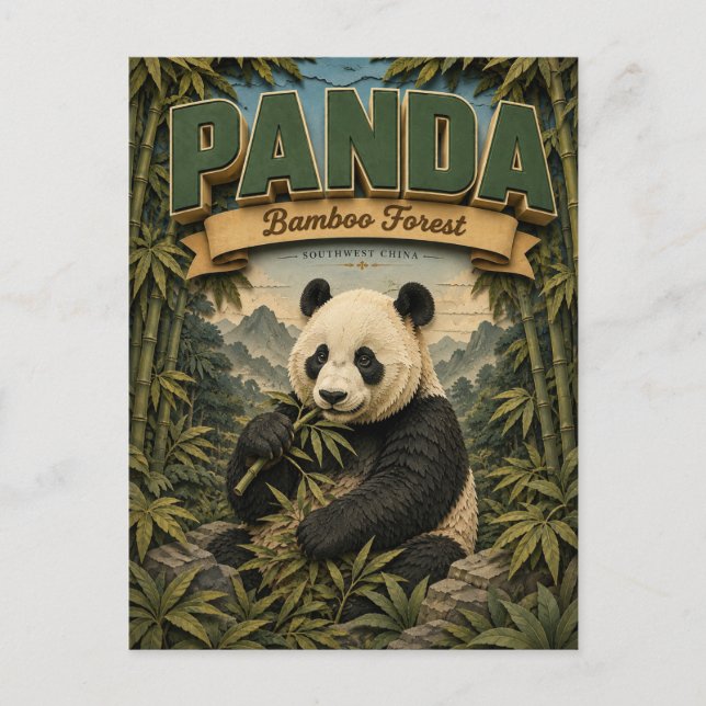 Panda Bamboo Forest POPCUT Postkarte (Vorderseite)