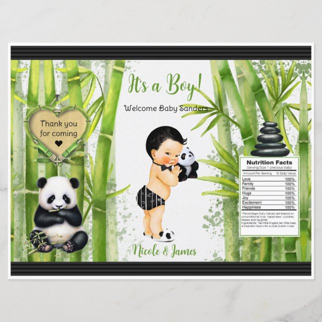Panda Bamboo Theme Baby Boy Chip Bag (Vorderseite)