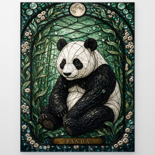 Panda-Bambus-Hain-Illumina-Buntglas Postkarte