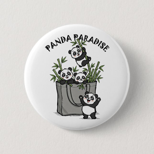 Panda Bambus Paradies Kaut Langsam Am Leben  Button (Vorderseite)