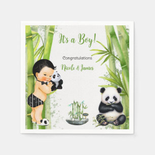 Panda-Bambus-Thema Baby-Junge Schwarz Weiß Grün Serviette