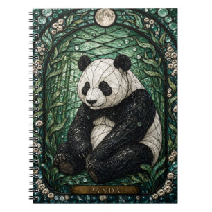 Panda Bambuswald Illumina Buntglas Notizblock