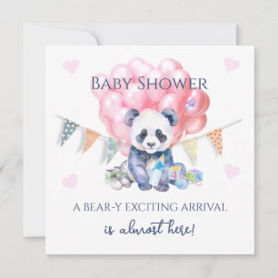 Panda Bammer und Ballons Babydusche Karte
