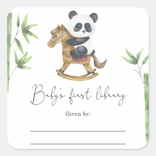 Panda Bär - Baby Shower Exlibris Quadratischer Aufkleber