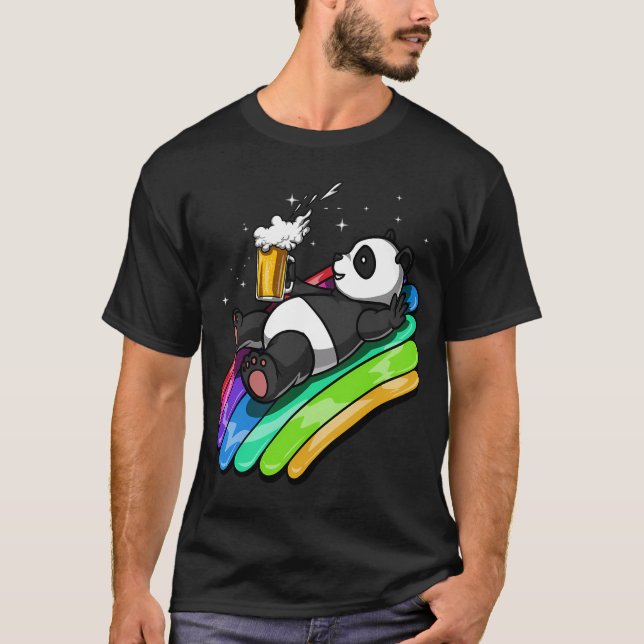 Panda-Bär-Bier-Party T-Shirt (Vorderseite)