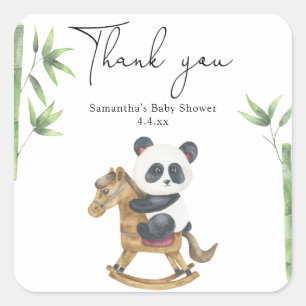 Panda-Bär Danke Baby Shower Quadratischer Aufkleber
