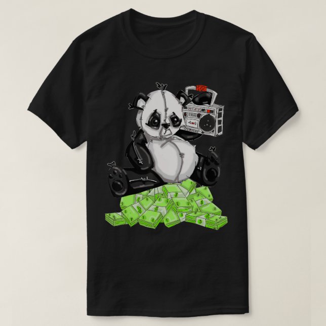 Panda Bär Geld  T-Shirt (Design vorne)