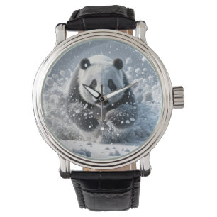Panda-Bär läuft im Schnee Armbanduhr