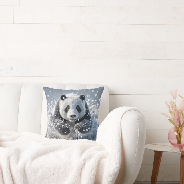 Panda-Bär läuft im Schnee Kissen (Liege)