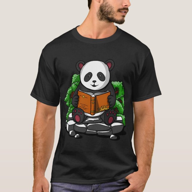 Panda Bär liest Buch T-Shirt (Vorderseite)