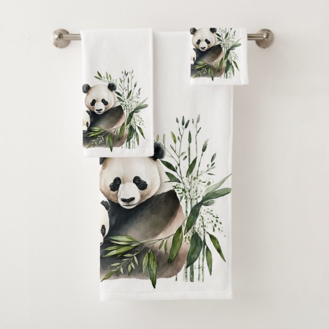 Panda-Bär mit Kübel Badhandtuch Set (Insitu)