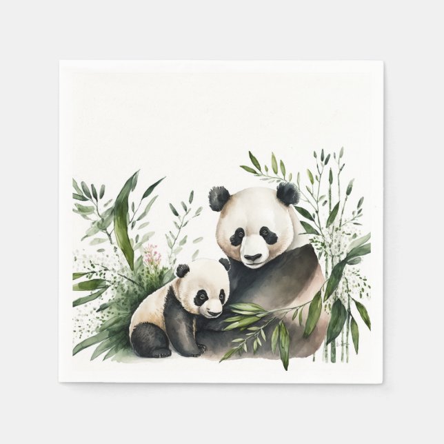 Panda-Bär mit Kübel Serviette (Vorderseite)
