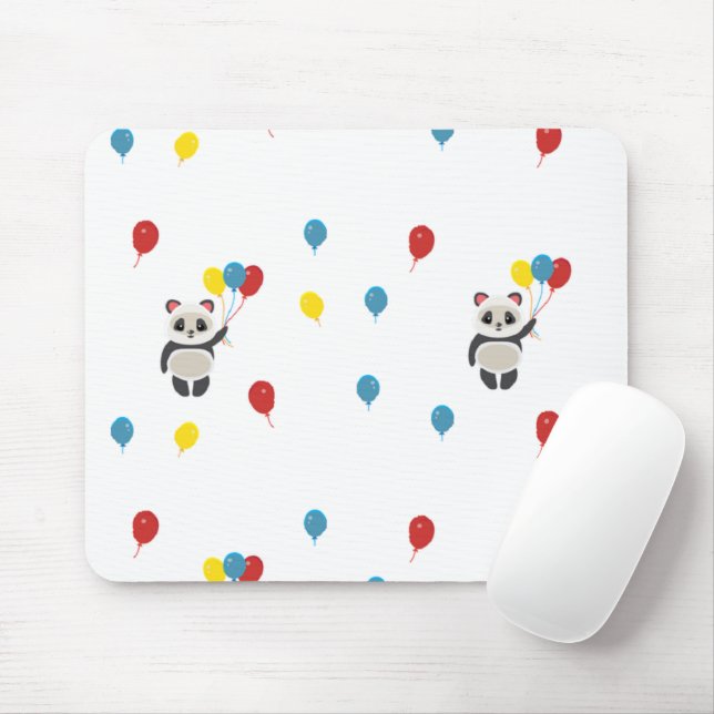 Panda Bär mit Luftballons weiß Mousepad (Mit Mouse)