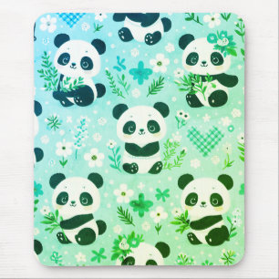 Panda-Bär-Muster Grün Druck Mousepad