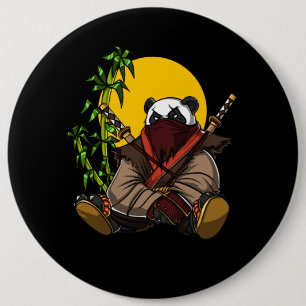 Panda-Bär Ninja Samurai-Kriegers-Tier Button