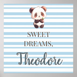 Panda-Bär-Nursery mit individuellem Namen Poster