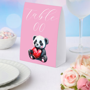 Panda-Bär Rotes Herz Benutzerdefiniertes Logo & Tischaufsteller