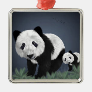 Panda Bär süß kuschelig Tier schwarz weiß süß Ornament Aus Metall
