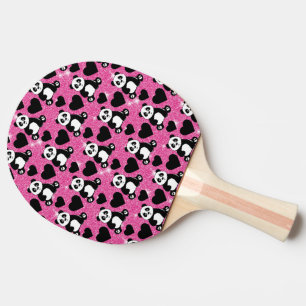 Panda Bär Tierliebhaber Schwarze Herzen Rosa Glitt Tischtennis Schläger