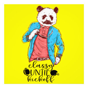 Panda Bär Vornehm bis zum Anpfiff American Footbal Fotodruck