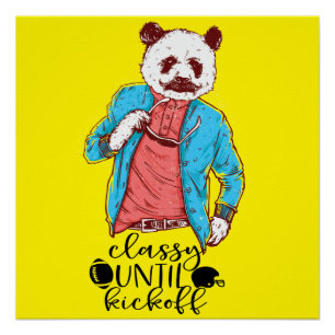 Panda Bär Vornehm bis zum Anpfiff American Footbal Poster