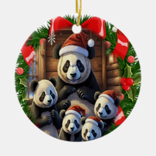 Panda-Bär Weihnachten Keramik Ornament