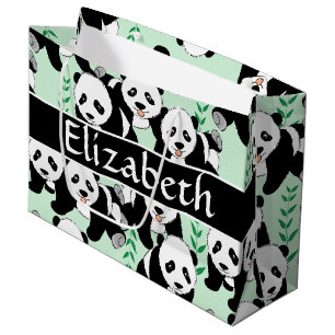 Panda-Bären grafisch personifizieren Große Geschenktüte