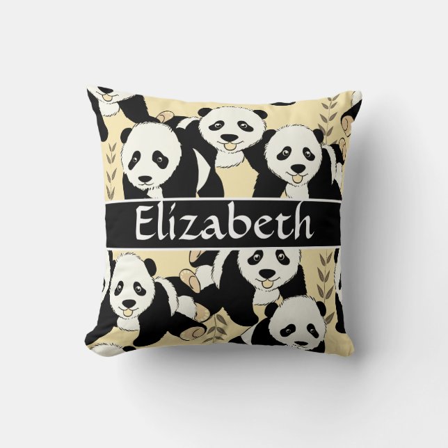 Panda-Bären grafisch personifizieren Kissen (Vorderseite)