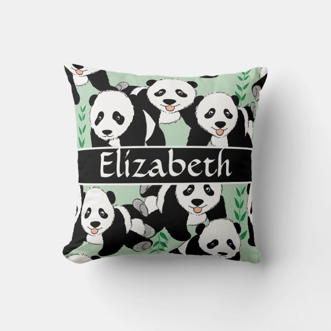 Panda-Bären grafisch personifizieren Kissen (Vorderseite)