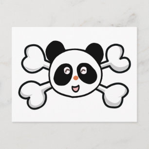 Panda Bären Skull und Crossbones Postkarte