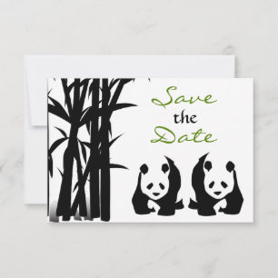 Panda-Bären und Bambus-Hochzeit Save the Date