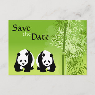 Panda-Bären und Bambus-Hochzeit Save-the-Date Einladung
