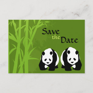 Panda-Bären und Bambus-Hochzeit Save the Date Einladung
