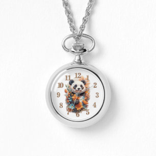 Panda Bären und Blume Armbanduhr