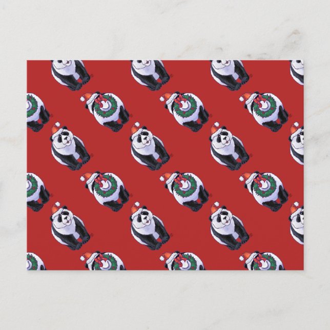 Panda Bären Weihnachten auf Rot (Vorderseite)
