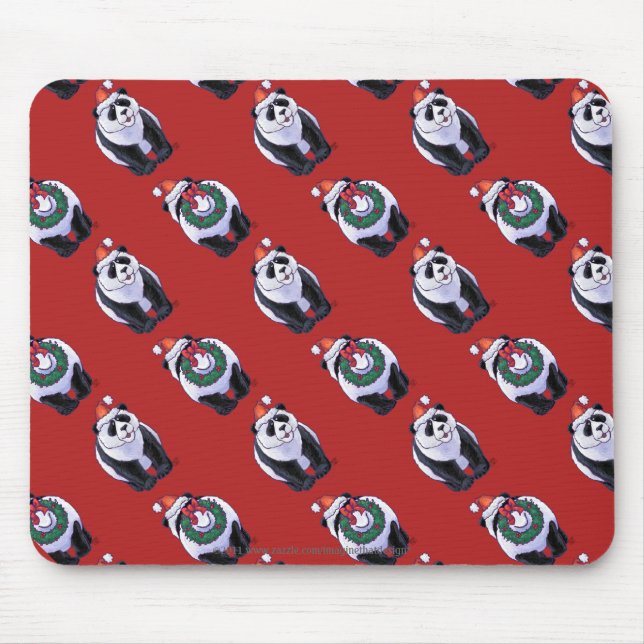 Panda Bären Weihnachten auf Rot Mousepad (Vorne)
