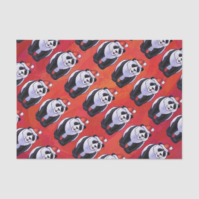 Panda Bären Weihnachten auf Rot Seidenpapier (Vorderseite)
