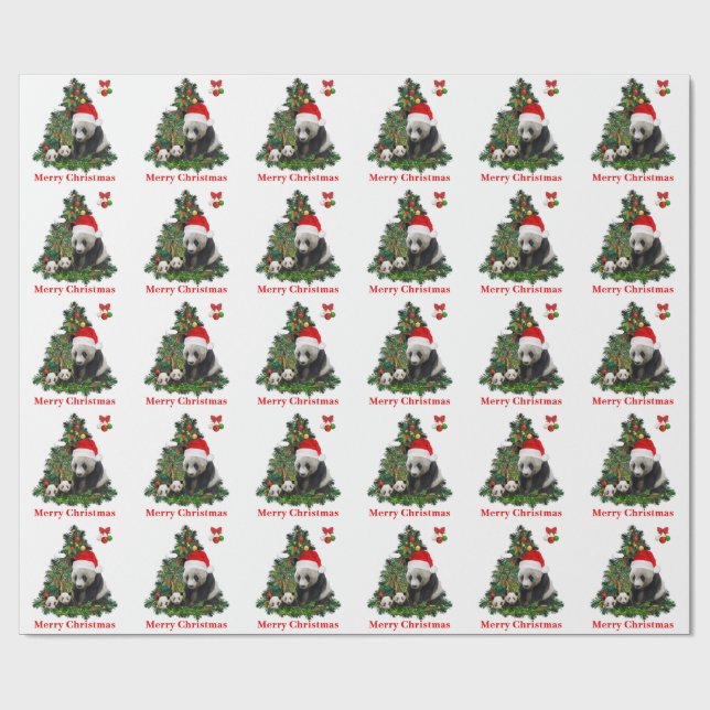 Panda Bären Weihnachten  Geschenkpapier (Flach)