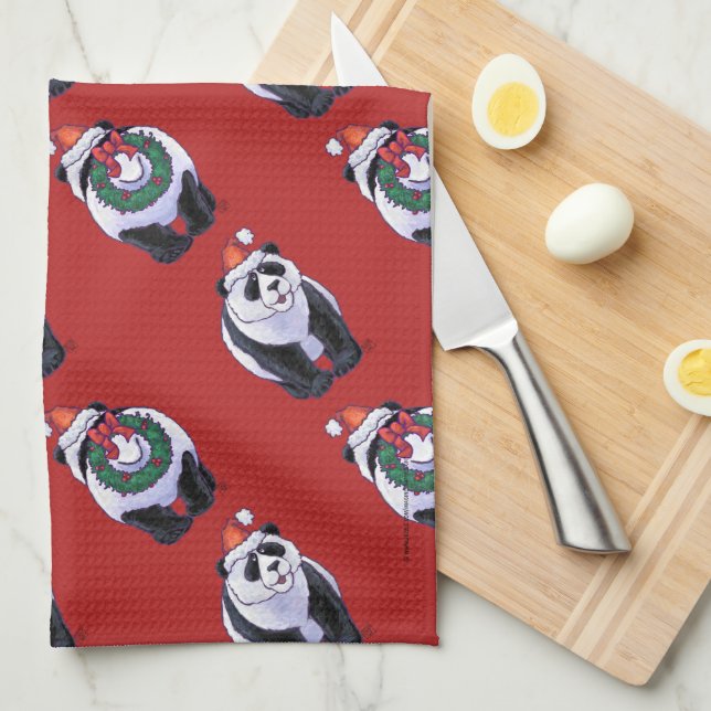 Panda Bären Weihnachten Geschirrtuch (Viertel Falte)