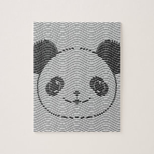 Panda Bärengesicht auf Wellenmuster