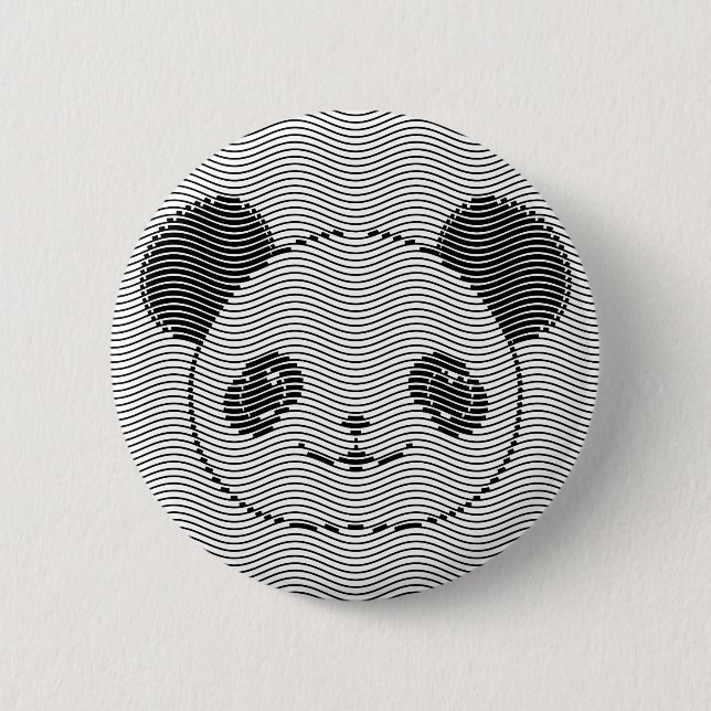 Panda Bärengesicht auf Wellenmuster Button (Vorderseite)