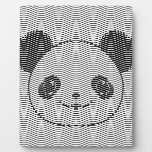 Panda Bärengesicht auf Wellenmuster Fotoplatte