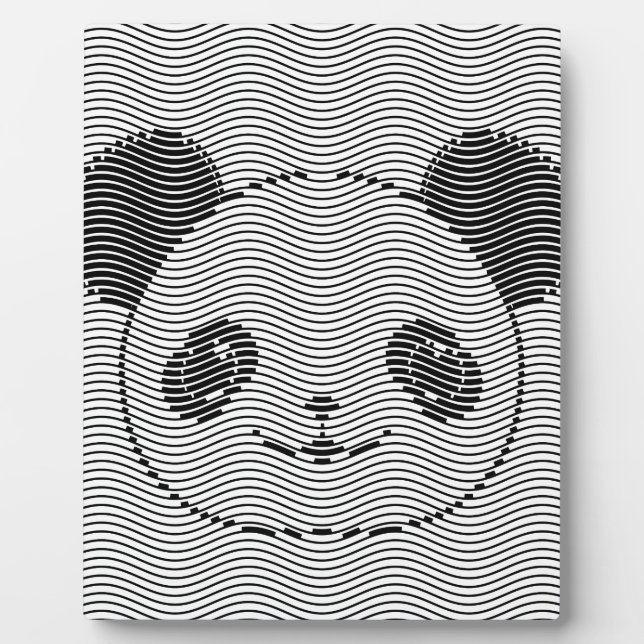 Panda Bärengesicht auf Wellenmuster Fotoplatte (Vorderseite)