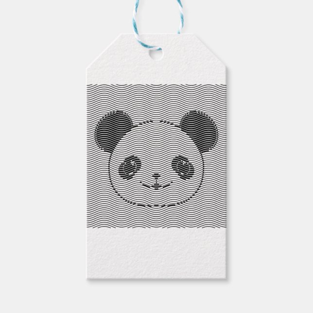 Panda Bärengesicht auf Wellenmuster Geschenkanhänger (Vorderseite)