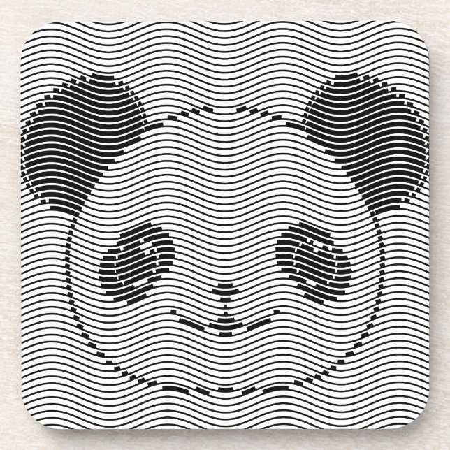 Panda Bärengesicht auf Wellenmuster Getränkeuntersetzer (Vorderseite)