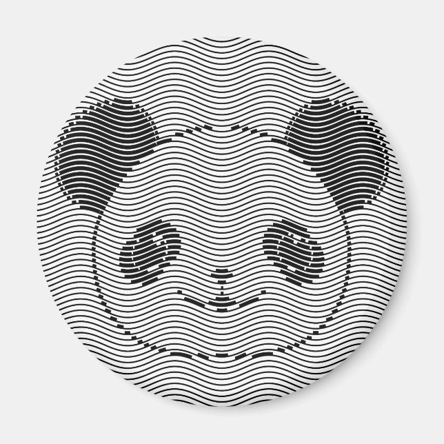 Panda Bärengesicht auf Wellenmuster Magnet (Vorne)