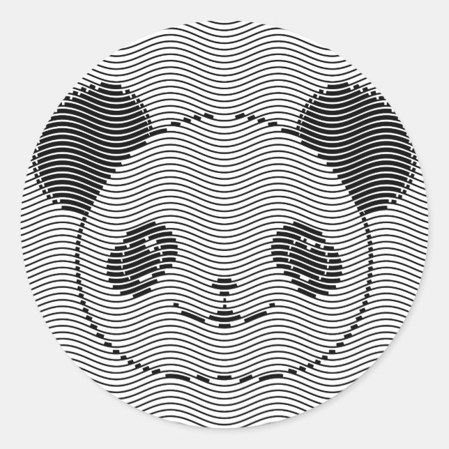 Panda Bärengesicht auf Wellenmuster Runder Aufkleber (Vorderseite)
