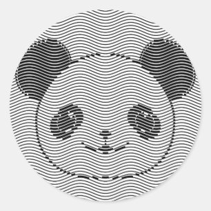 Panda Bärengesicht auf Wellenmuster Runder Aufkleber