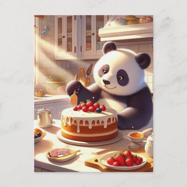 Panda Bärenkuchen Postkarte (Vorderseite)