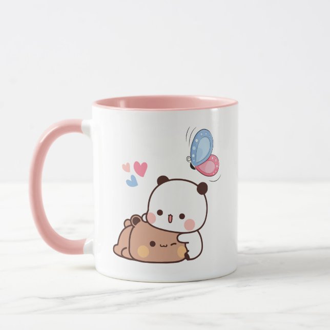 Panda Bärenpaar, Niedliche Bubu und Dudu-Schläger  Tasse (Links)